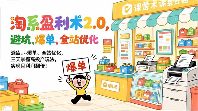 淘系盈利术2.0，避坑、爆单、全站优化，三天掌握高投产玩法，实现月利润翻倍！-大米网创