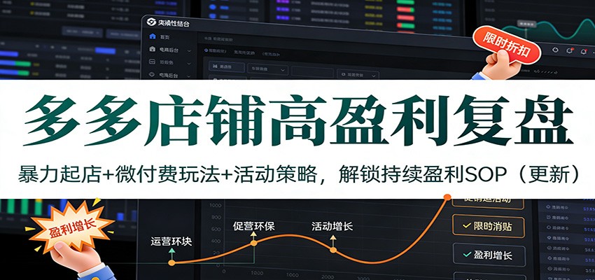 多多店铺高盈利复盘：暴力起店+微付费玩法+活动策略，解锁持续盈利SOP（更新）-大米网创
