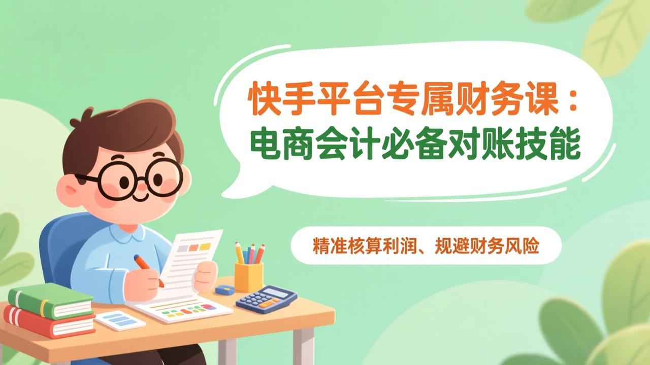快手平台专属财务课：电商会计必备对账技能，精准核算利润、规避财务风险-大米网创