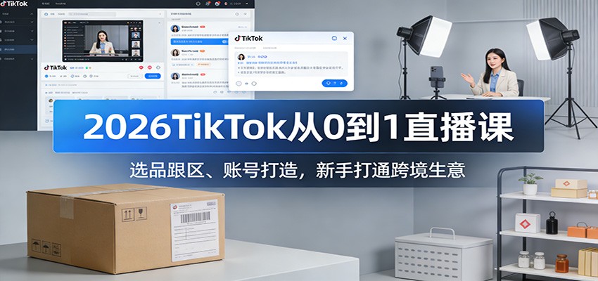 2026TikTok从0到1直播课：选品跟区、账号打造，新手打通跨境生意-大米网创