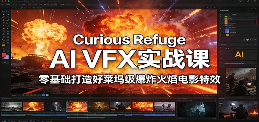 Curious Refuge AI VFX实战课,零基础打造好莱坞级爆炸火焰电影特效-大米网创