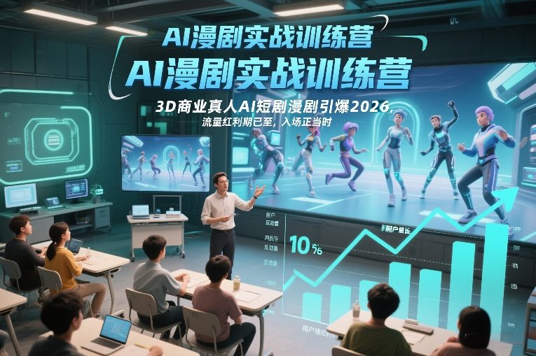 AI漫剧实战训练营,3D商业真人AI短剧漫剧引爆2026,流量红利期已至,入场正当时-大米网创
