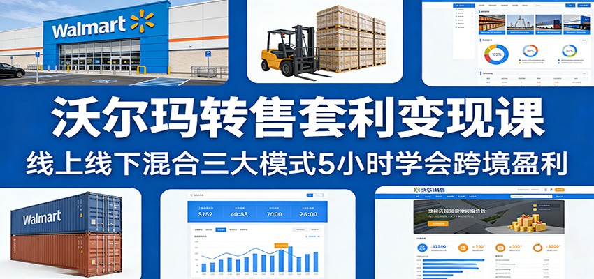沃尔玛转售套利变现课：线上线下混合三大模式5小时学会跨境盈利-大米网创