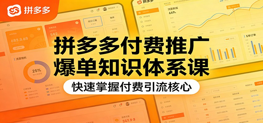 拼多多付费推广爆单知识体系课,快速掌握付费引流核心-大米网创