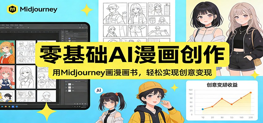 零基础AI漫画创作:用Midjourney画漫画书,轻松实现创意变现-大米网创