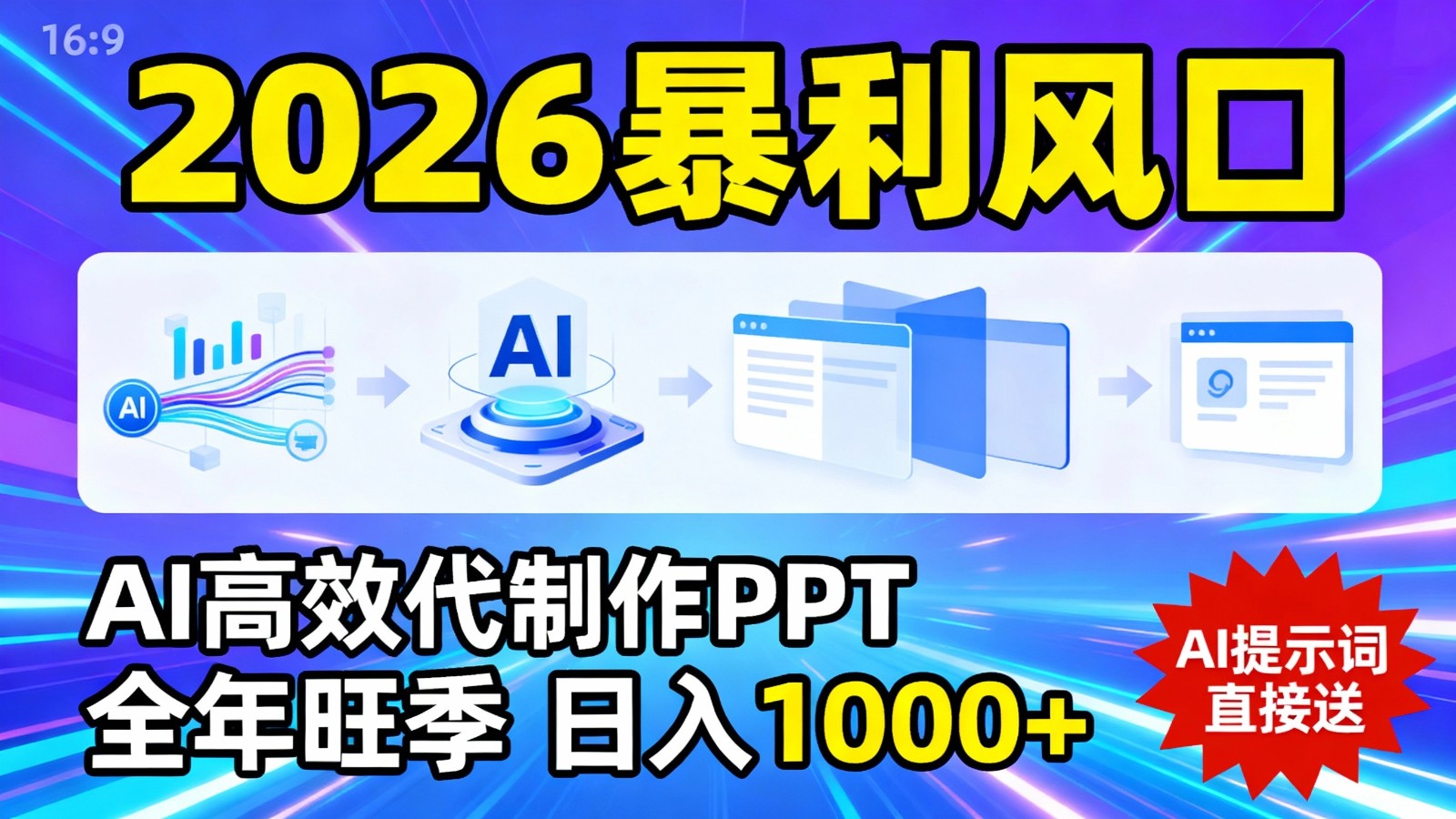 2026暴利！用AI高效代制作 PPT，全年旺季，日入 1000+，提示词直接送！-大米网创