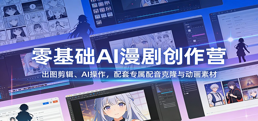零基础AI漫剧创作营:出图剪辑、AI操作,配套专属配音克隆与动画素材-大米网创