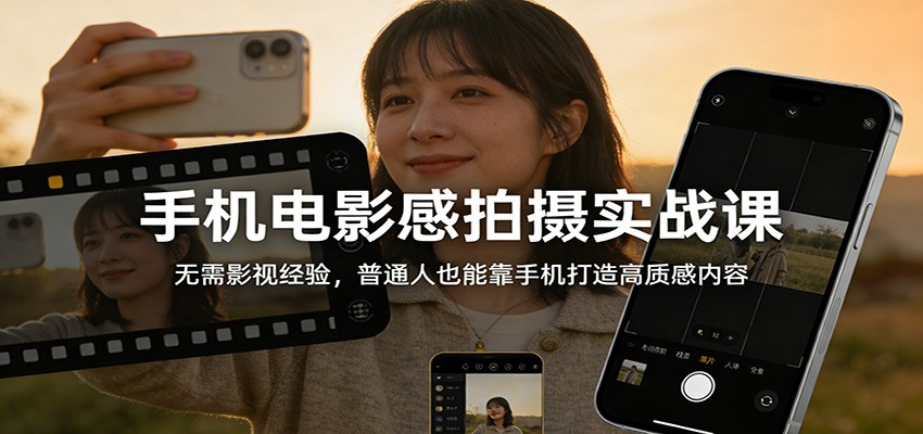 手机电影感拍摄实战课：无需影视经验，普通人也能靠手机打造高质感内容-大米网创