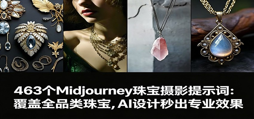 463个Midjourney珠宝摄影提示词:覆盖全品类珠宝,AI设计秒出专业效果-大米网创