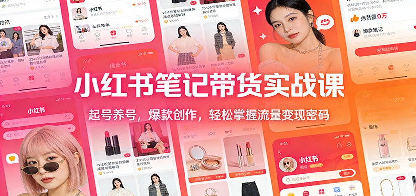 小红书笔记带货实战课：起号养号，爆款创作，轻松掌握流量变现密码-大米网创