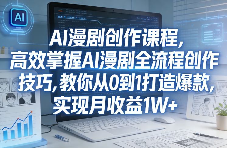 某社群AI漫剧创作课程，高效掌握AI漫剧全流程创作技巧，教你从0到1打造爆款，实现月收益1W+-大米网创