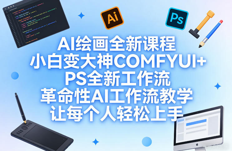 AI绘画全新课程,小白变大神COMFYUI+PS全新工作流,革命性AI工作流教学,让每个人轻松上手-大米网创