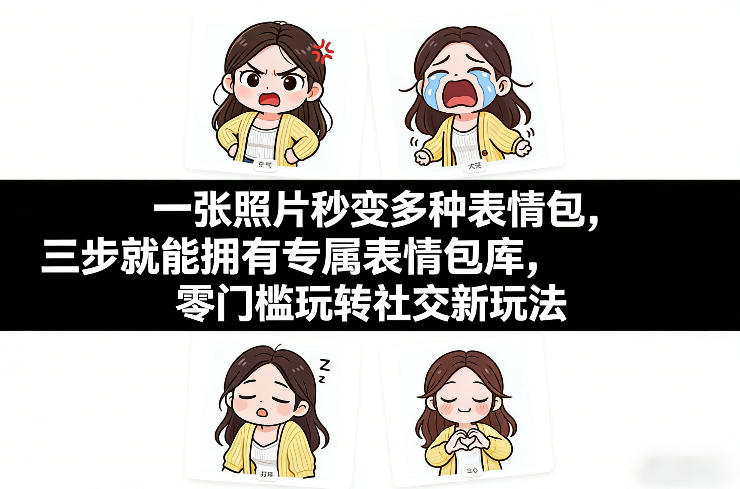一张照片秒变多种表情包，三步就能拥有专属表情包库，零门槛玩转社交新玩法【文档】-大米网创