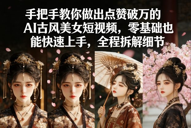 手把手教你做出点赞破万的AI古风美女短视频,零基础也能快速上手,全程拆解细节-大米网创