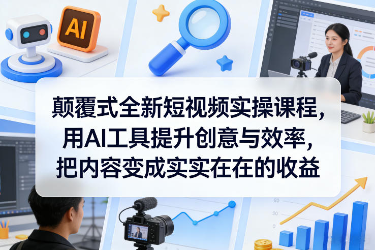 颠覆式全新短视频实操课程,用AI工具提升创意与效率,把内容变成实实在在的收益-大米网创