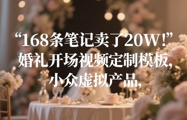 168条笔记卖了20W！婚礼开场视频定制模板，小众虚拟产品-大米网创
