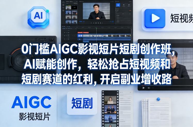 0门槛AIGC影视短片短剧创作班，AI赋能创作，轻松抢占短视频和短剧赛道的红利，开启副业增收路-大米网创