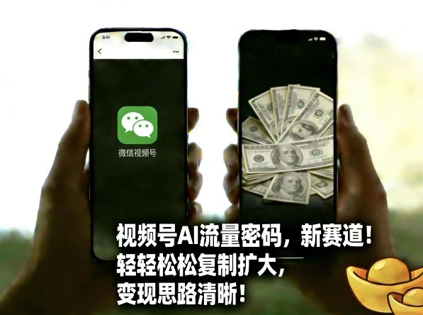 视频号AI流量密码新赛道,轻轻松松复制扩大,变现思路清晰-大米网创