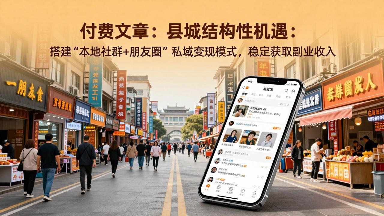 付费文章：县城结构性机遇：搭建“本地社群+朋友圈”私域变现模式，稳定获取副业收入-大米网创