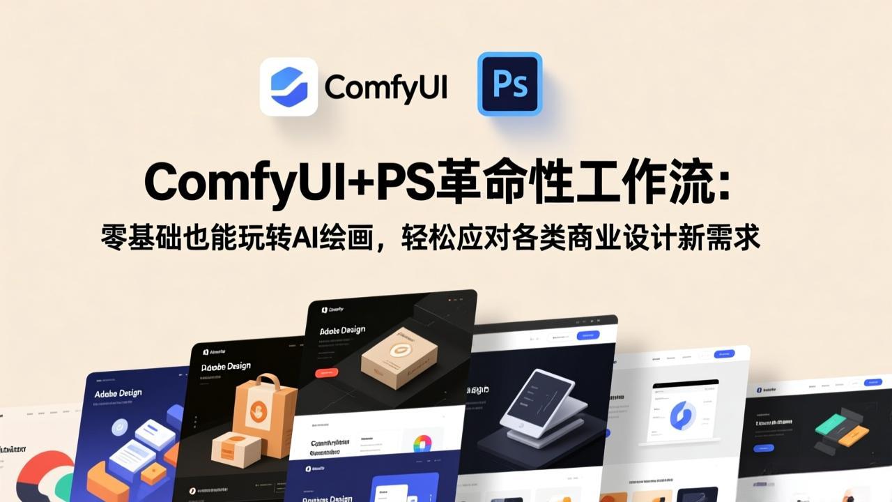 ComfyUI+PS革命性工作流：零基础也能玩转AI绘画，轻松应对各类商业设计新需求-大米网创
