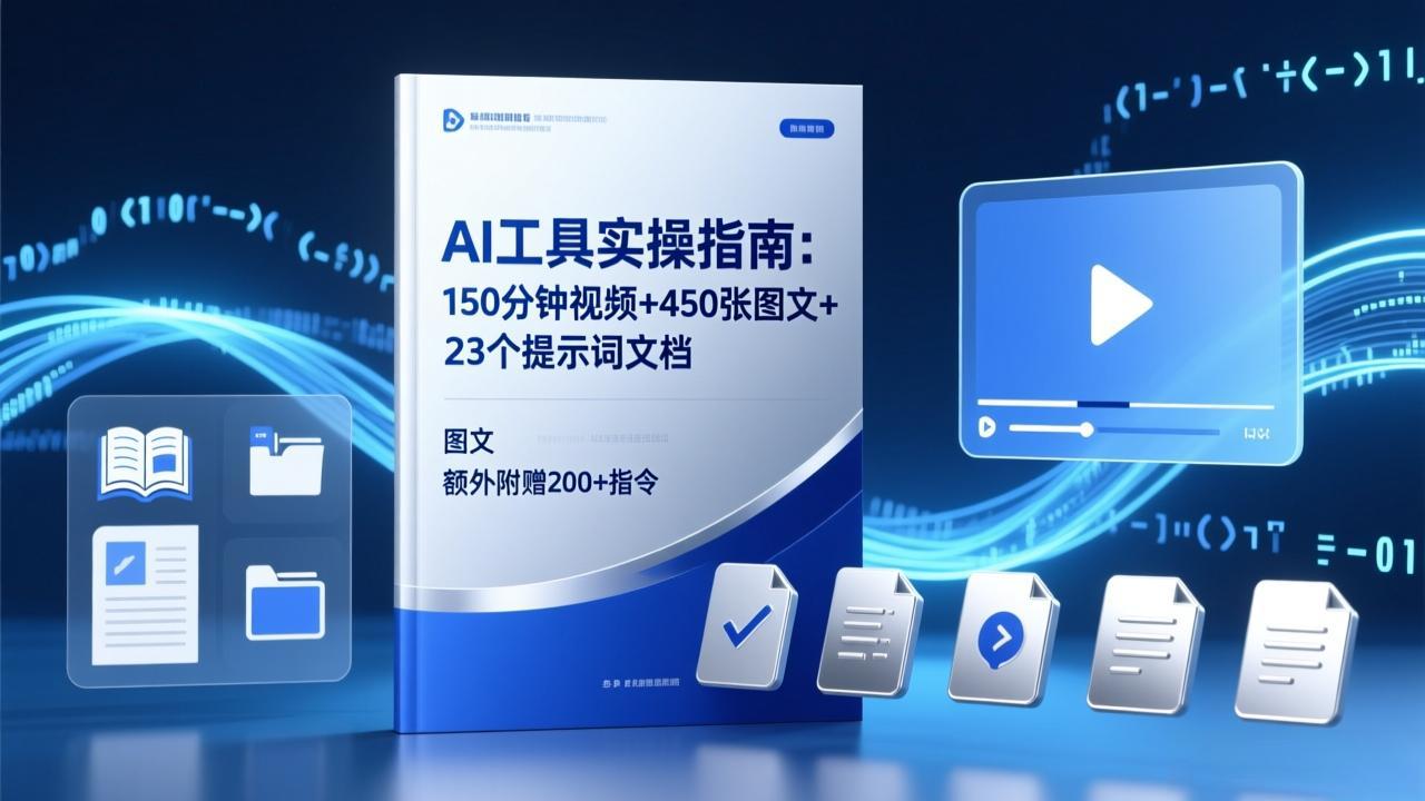 AI工具实操指南：150分钟视频+450张图文+23个提示词文档，额外附赠200+指令-大米网创