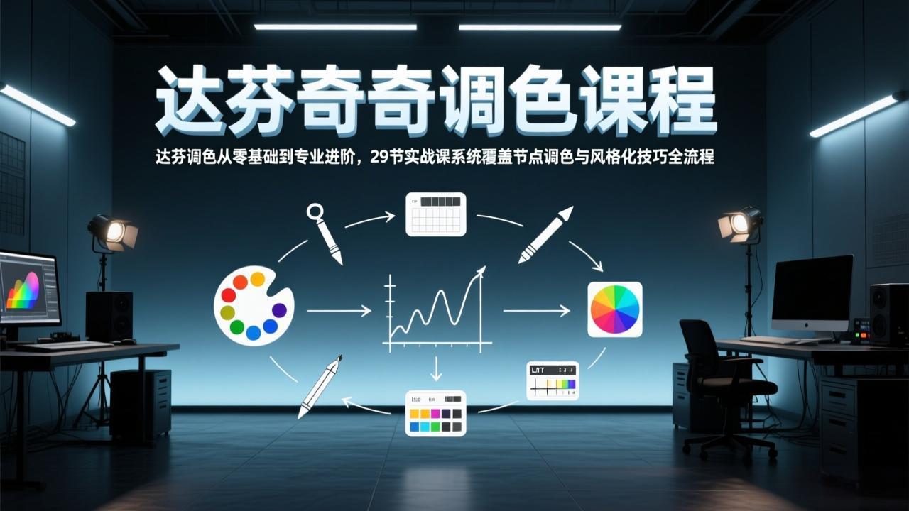 达芬奇调色从零基础到专业进阶，29节实战课系统覆盖节点调色与风格化技巧全流程-大米网创