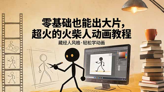 零基础也能出大片,超火的火柴人动画教程(藏经人风格)-大米网创