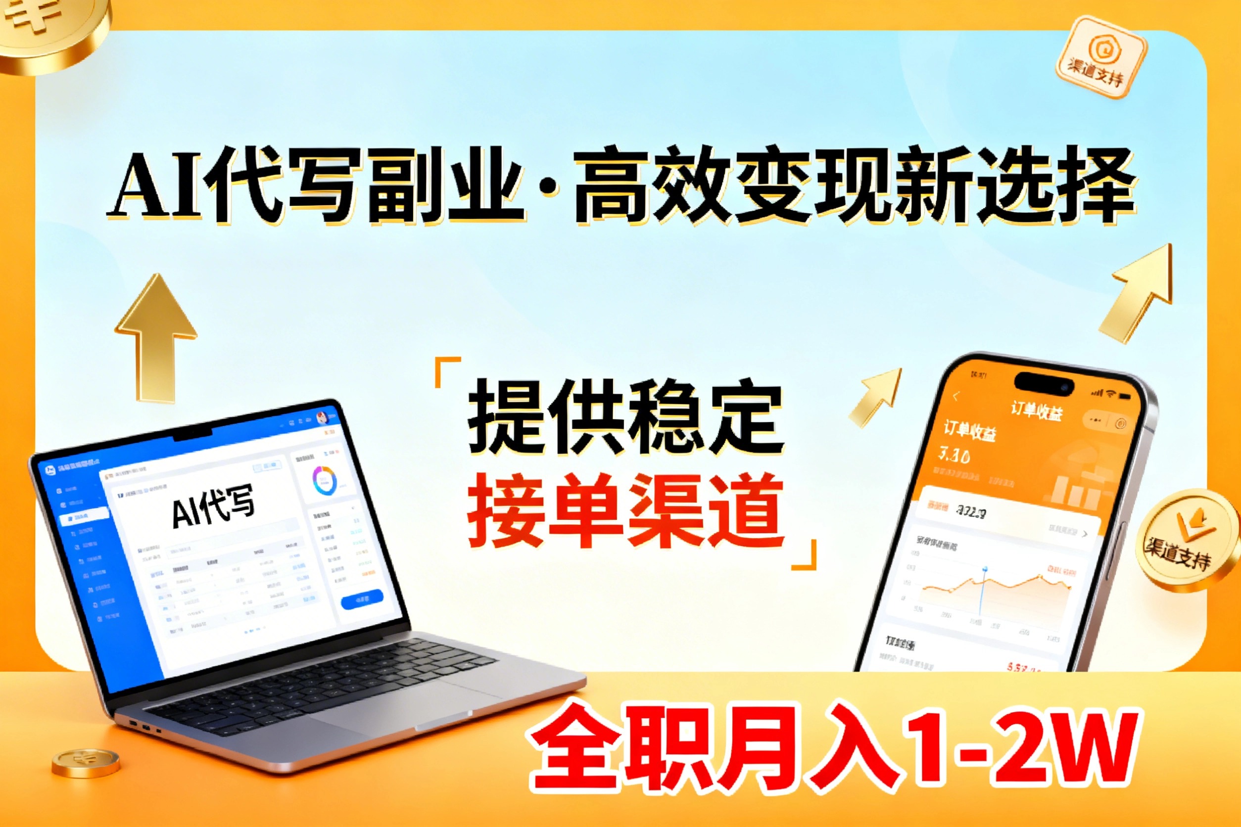 AI代写副业,高效变现,提供渠道,永不失业副业兼职 全职月入1-2W【SOP手册】-大米网创