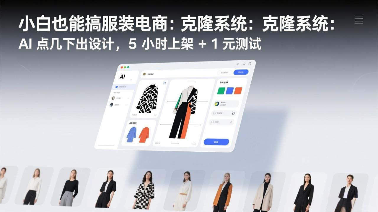 小白也能搞服装电商：克隆系统：AI 点几下出设计，5 小时上架 + 1 元测试-大米网创