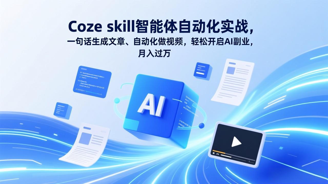 Coze skill智能体自动化实战，一句话生成文章、自动化做视频，轻松开启AI副业，月入过万-大米网创