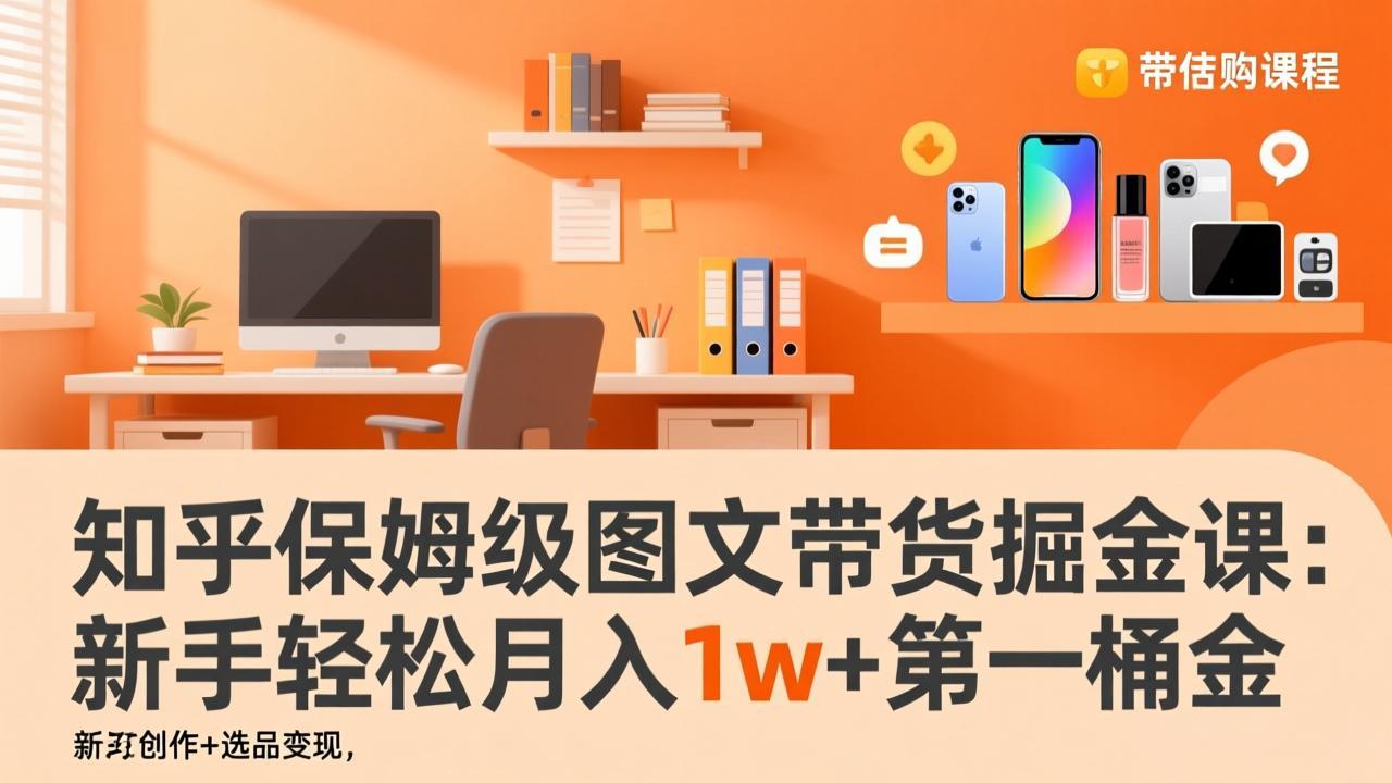 知乎保姆级图文带货掘金课：账号打造+爆文创作+选品变现，新手轻松月入1w+第一桶金-大米网创
