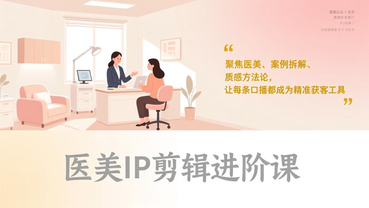 医美IP剪辑进阶课，聚焦医美、案例拆解、质感方法论，让每条口播都成为精准获客工具-大米网创