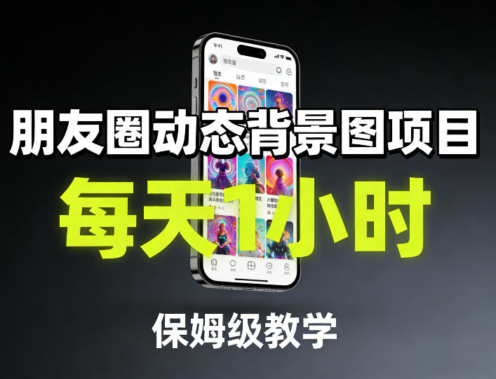 朋友圈动态背景图项目，每天1小时，保姆级教学-大米网创