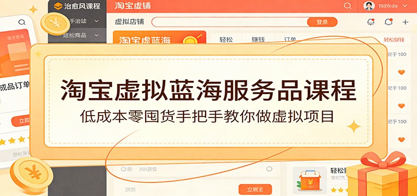 淘宝虚拟蓝海服务品课程：低成本零囤货手把手教你做虚拟项目-大米网创