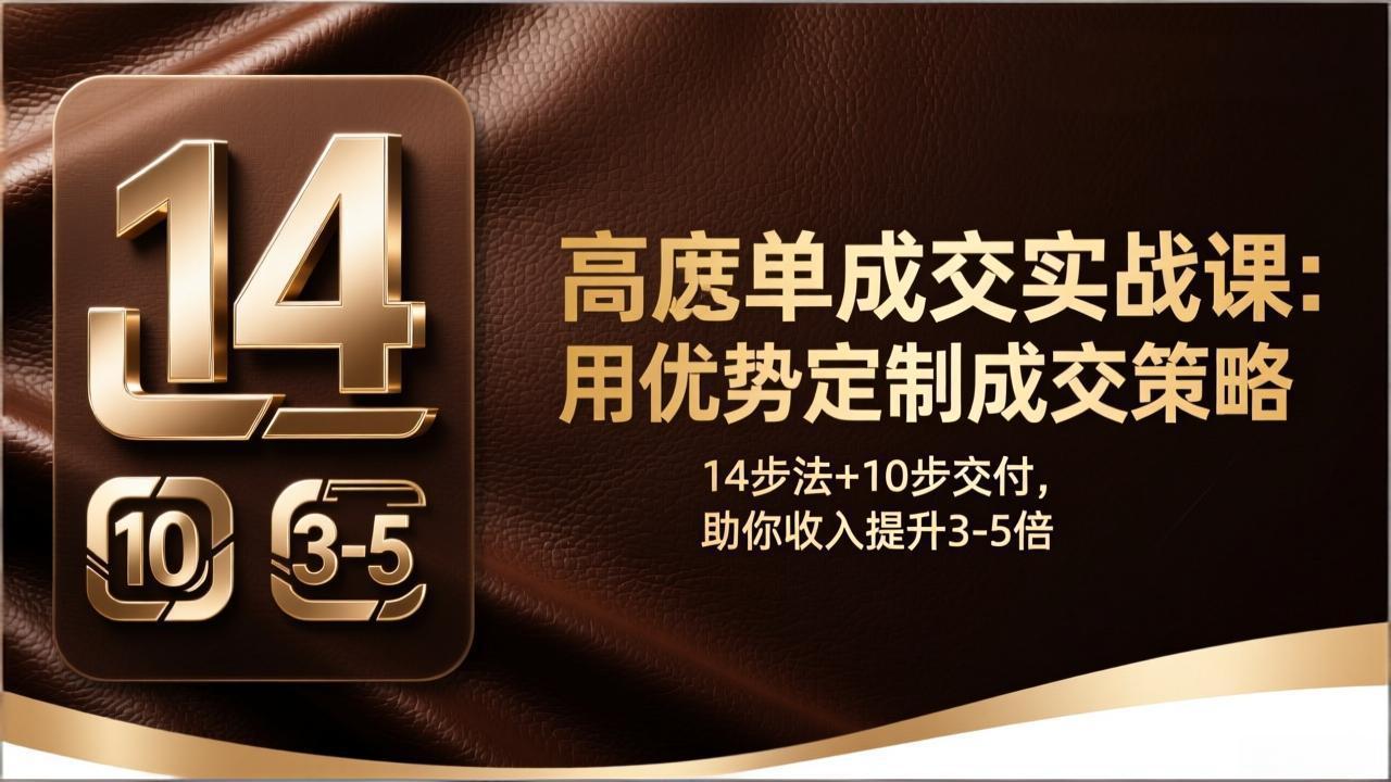 高客单成交实战课：用优势定制成交策略，14步法+10步交付，助你收入提升3-5倍-大米网创