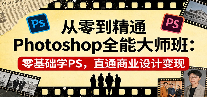 从零到精通Photoshop全能大师班：零基础学PS，直通商业设计变现-大米网创
