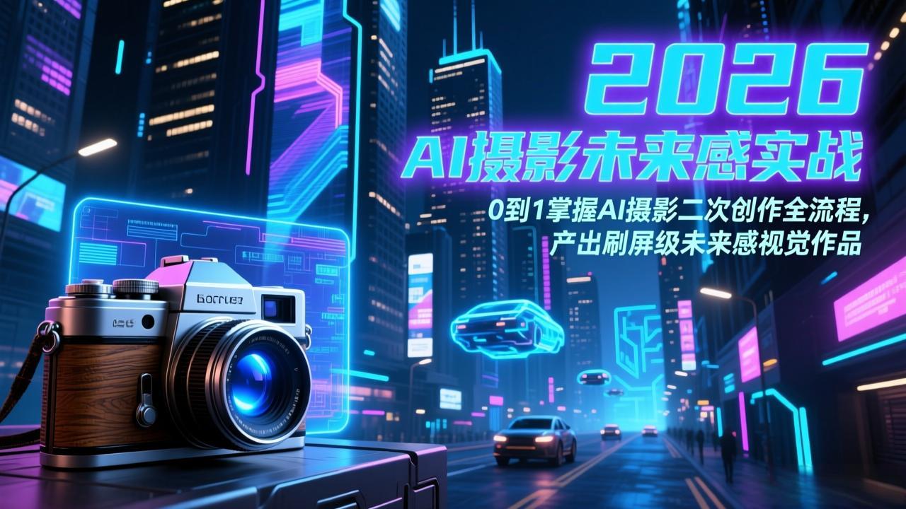 2026 AI摄影未来感实战：0到1掌握AI摄影二次创作全流程，产出刷屏级未来感视觉作品-大米网创