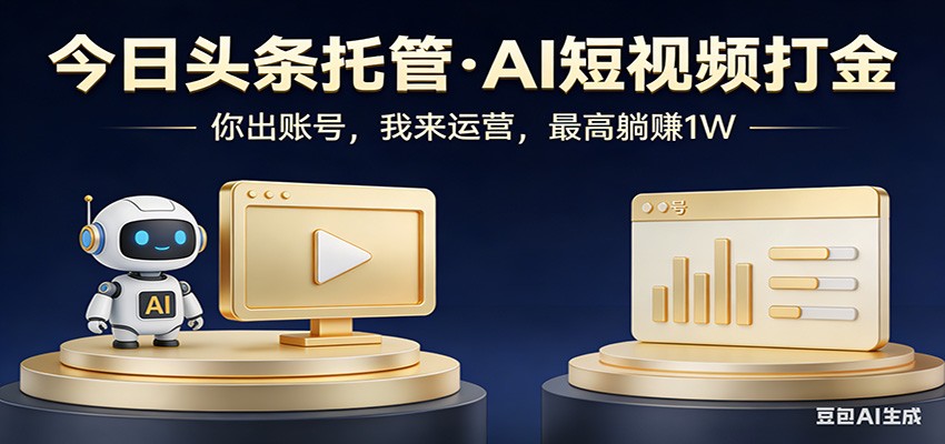 头条号AI托管，我提供作品，你提供账号，每天5分钟发布，小白躺赚3000+-大米网创