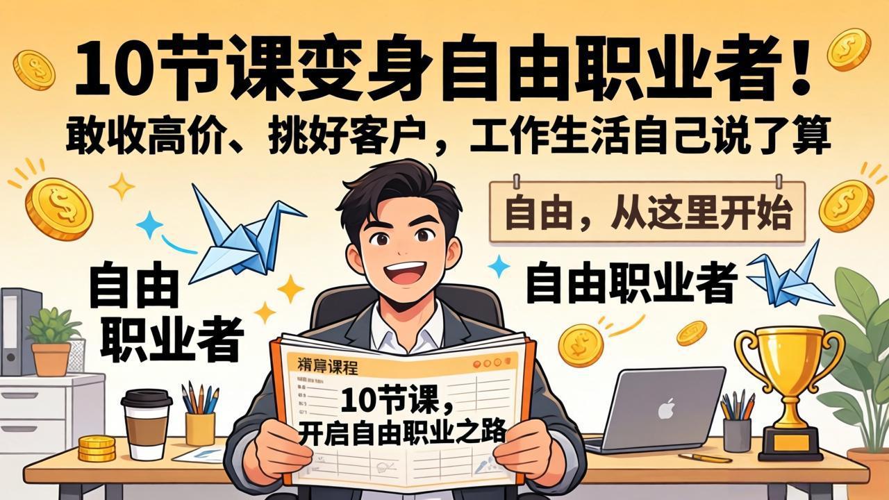 10 节课变身自由职业者！敢收高价、挑好客户，工作生活自己说了算-大米网创
