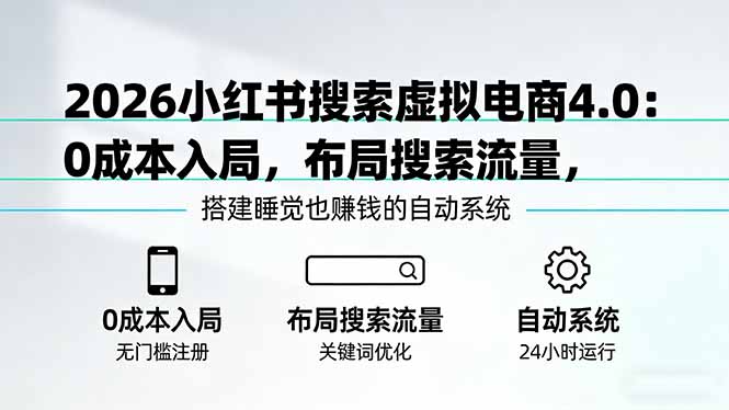 2026小红书搜索虚拟电商4.0：0成本入局，布局搜索流量，搭建睡觉也赚钱的自动系统-大米网创