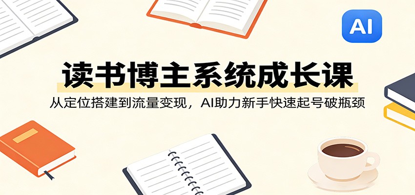 读书博主系统成长课：从定位搭建到流量变现，AI助力新手快速起号破瓶颈-大米网创