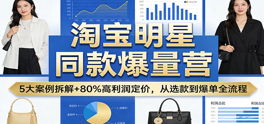 淘宝明星同款爆量营：5大案例拆解+80%高利润定价，从选款到爆单全流程-大米网创