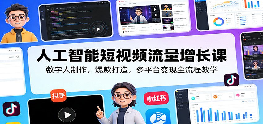 人工智能短视频流量增长课：数字人制作，爆款打造，多平台变现全流程教学-大米网创