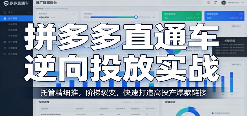 拼多多直通车逆向投放实战：托管精细推，阶梯裂变，快速打造高投产爆款链接-大米网创