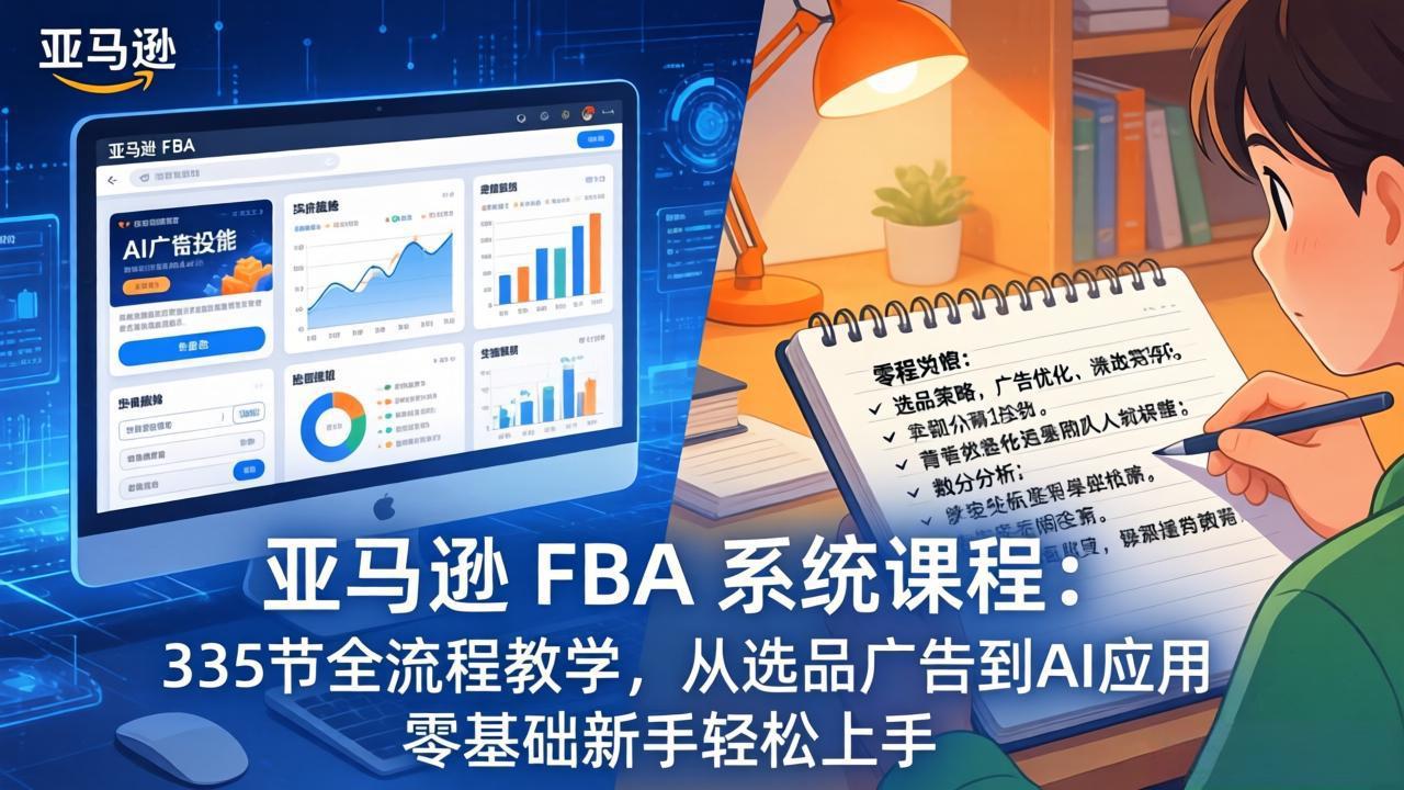 亚马逊 FBA 系统课程（更新26年3月）：335节全流程教学，从选品广告到AI应用，零基础新手轻…-大米网创