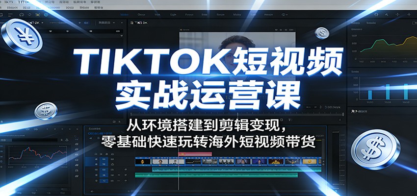 TIKTOK短视频实战运营课：从环境搭建到剪辑变现，零基础快速玩转海外短视频带货-大米网创
