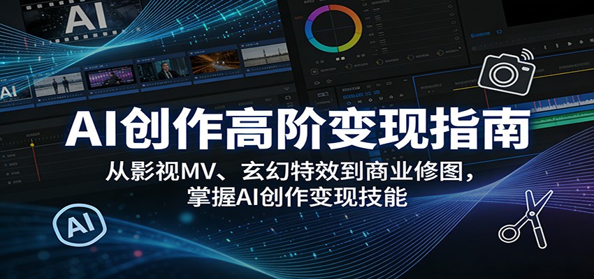AI创作高阶变现指南：从影视MV、玄幻特效到商业修图，掌握AI创作变现技能-大米网创