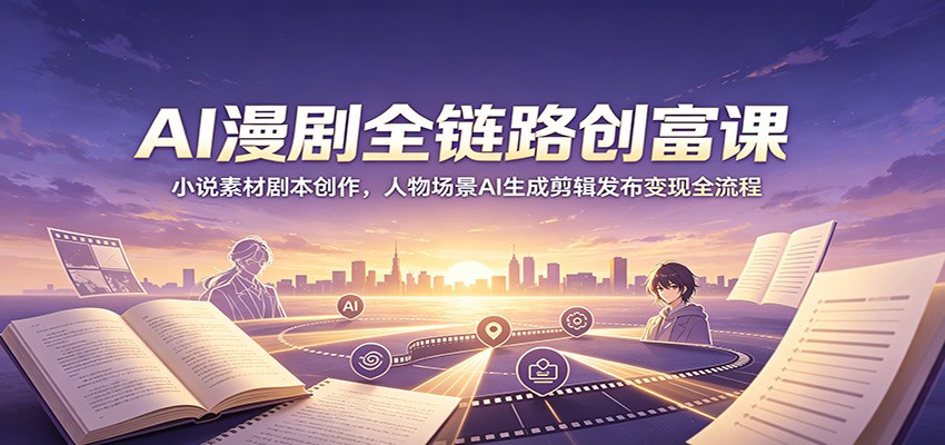 AI漫剧全链路创富课：小说素材剧本创作，人物场景AI生成剪辑发布变现全流程-大米网创
