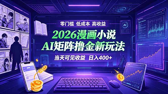 爆款小说漫画大阅读    ai矩阵操作    当天可见收益  日入400+    零门槛    高收益-大米网创