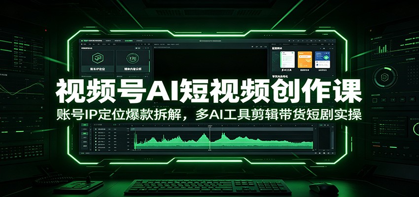 视频号AI短视频创作课：账号IP定位爆款拆解，多AI工具剪辑带货短剧实操-大米网创